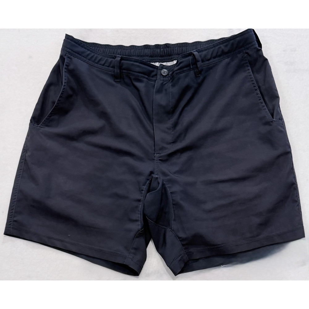 GenTeal Men's Performance Shorts Gray Blue Stretch Drawstring Lined Swim Trunks